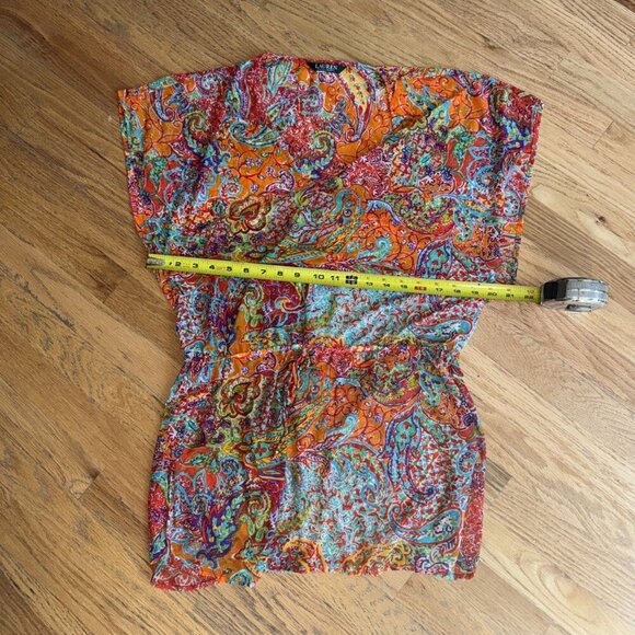 RALPH LAUREN 🌸 SHEER BOLD PRINT / BLOUSE / COVER UP - Picture 14 of 16